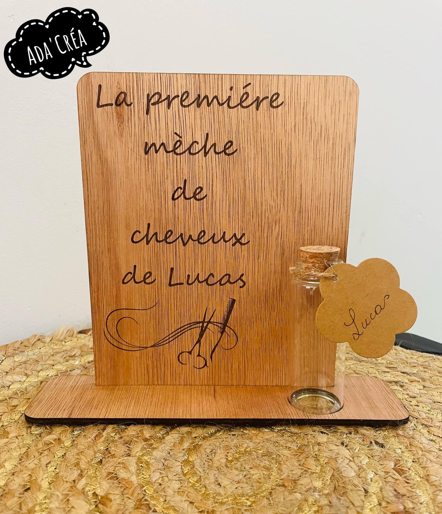 Support fiole "Ma première mèche de cheveux"