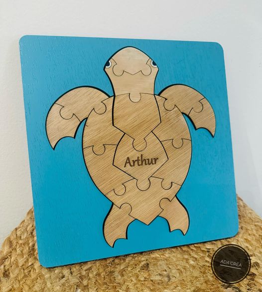 Puzzle en bois "Tortue" personnalisable