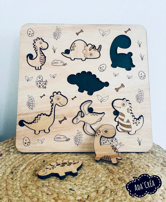 Puzzle en bois thème "Dinosaures"